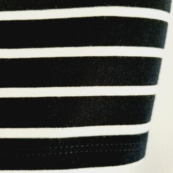 ZARA Soft Ponte Knit Pull-On Asymmetric Pencil Skirt Stripe Pattern B&W Sz S - Picture 7 of 10